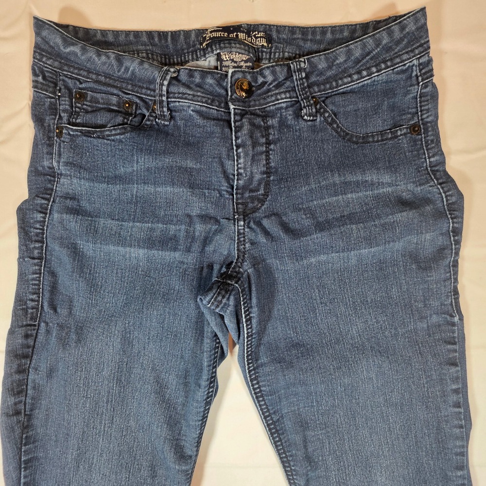 Source of Wisdom Womens Dark Wash Bootcut Stretch Denim Jeans Size 14